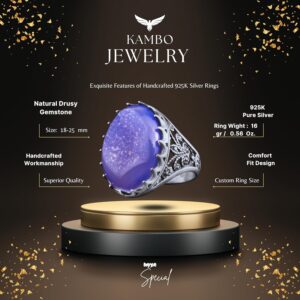 Sterling Gümüş Erkek Yüzük Drusy Kuvars Doğal Taş - Görsel 2