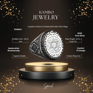 925 Ayar Gümüş İslami Erkek Yüzük - Süleyman Mühürü Oymalı Yüzük - El Yapımı Vintage Büyük Yüzük - Görsel 2