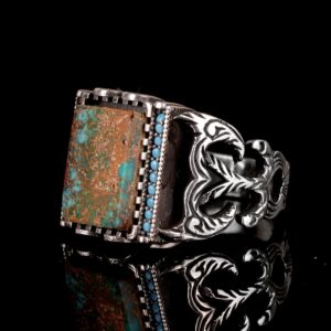 Gerçek Doğal Arizona Turkuaz Taş Yüzük - Sterlin Gümüş Yüzük - Özel Gümüş Yüzük - Görsel 5