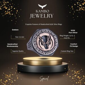 925 Ayar Gümüş Yüzük - Yunan Anahtarı Tasarımı Erkek Yüzüğü - El Yapımı Yüzük (Kurt) - Görsel 2