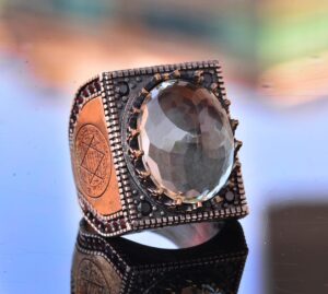 Gerçek Doğal Citrin Taşı Yüzük, 17.45 Karat, Erkek Gümüş Yüzük, Süleyman Mührü Yüzüğü - Görsel 3