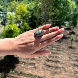 925 Ayar Katı Gümüş Yüzük - Gerçek Doğal Zümrüt Taşlı Yüzük Erkekler İçin - Sultan Yüzüğü - Görsel 3