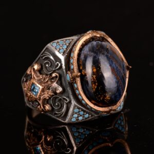 Gerçek Doğal Pietersite Taşlı Yüzük, El Yapımı Yüzük, 925 Ayar Gümüş Yüzük Erkekler İçin - Görsel 3