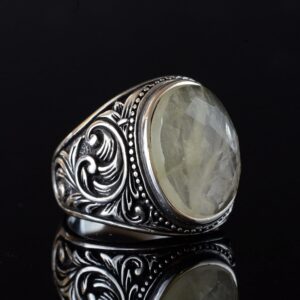 Gerçek Doğal Taş Yüzük, 925 Ayar Gümüş Yüzük (Limon Kuvars) - Görsel 4