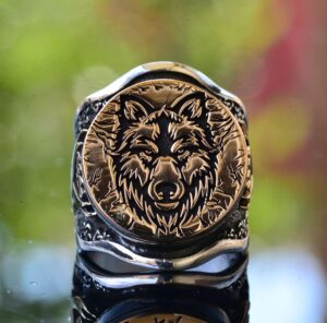 Kurt Başlı Yüzük, Gümüş Kurt Yüzüğü, 925 Ayar Gümüş Erkek Yüzüğü, Büyük Yüzük - Görsel 5