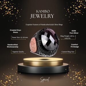 David Yıldızı Yüzük, Yapay Taş Yüzük, 925 Ayar Gümüş Süleyman Yüzüğü (Oniks Yapay Taş) - Görsel 2