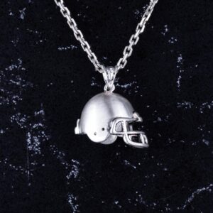 925 Ayar Gümüş Futbol Kaskı Kolye - El Yapımı Spor Takısı - Futbol Tutkunları için Hediye - Görsel 3