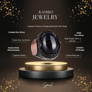 David Yıldızı Yüzük, Yapay Taş Yüzük, 925 Ayar Gümüş Süleyman Yüzüğü (Mavi Güneş Taşı Yapay Taş) - Görsel 2