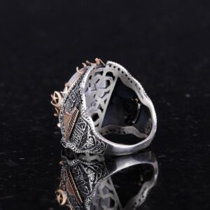 Beyaz Kedi Gözlü Yapay Taş Yüzük, Camii Gümüş Yüzük, 925 Ayar Gümüş Yapay Taş Yüzükler - Görsel 6