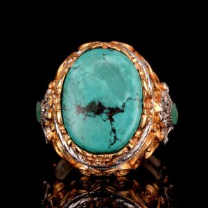 Gerçek Arizona Turkuaz Taşı Yüzük, 925 Ayar Gümüş Yüzük Erkekler İçin - Görsel 5