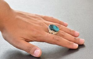 Gerçek Doğal Arizona Turkuaz Taş Yüzük - Ham Taş Gümüş Erkek Yüzüğü - Görsel 6