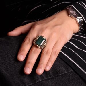 Gerçek Doğal Zümrüt Taşı Yüzük, Zümrüt Takı, 925 Ayar Gümüş Yüzük, El Yapımı Takı - Görsel 3