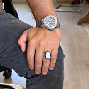 Gerçek Doğal Sedef Taş Yüzük - El Yapımı Kartal Yüzüğü - 925 Ayar Gümüş Yüzük - Görsel 3