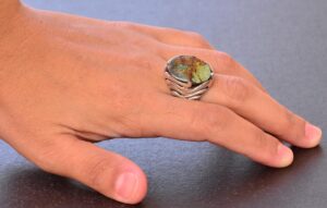 Gerçek Doğal Arizona Turkuaz Taş Yüzük - Gümüş Erkek Yüzüğü - Görsel 6