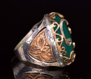 El Yapımı Gümüş Erkek Yüzük | Doğal Yeşil Jade Taşı | Uyum ve Refah Tasarımı - Görsel 3