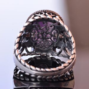 925 Ayar Katı Gümüş Erkek Yüzük - Doğal Taşlarla El Yapımı Zarafet (Ametist Taşı) - Görsel 5