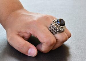 Doğal Granat Taşlı Gümüş Erkek Yüzük - Görsel 7