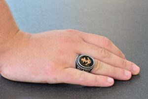 925 Ayar Gümüş Zambak Desenli Büyük Erkek Yüzüğü - Gemi Çapası Nautical Yüzük - Görsel 6