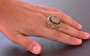 Jade Taş Yüzük - 925 Ayar Gümüş Sinyal Yüzük - El Yapımı Erkek Altın Kaplama Yüzük (Şahin) - Görsel 6