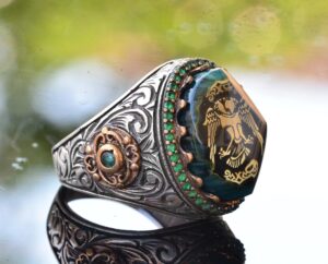 İki Başlı Kartal Yüzüğü, El Yapımı Kral Yüzüğü, 925 Ayar Katı Gümüş Hayvan Yüzüğü Erkekler İçin - Görsel 4