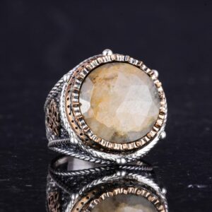 Gerçek Doğal Taş El Yapımı Yüzük - 925 Ayar Gümüş Yüzük (Sarı Safir) - Görsel 5