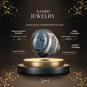 Gerçek Doğal Kan Taşı Yüzük, El Yapımı Yüzük, İslami Yüzük, 925 Ayar Gümüş Yüzük - Görsel 2