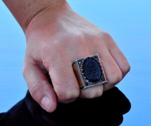 Doğal Oniks Taşlı El Yapımı Yüzük, Gümüş Erkek Yüzüğü - Güç ve Koruma Sembolü (Oniks) - Görsel 7