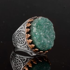 Erkekler için Gerçek Druzy Kuvars Taşlı - 925 Gümüş Erkek Yüzük - Görsel 6
