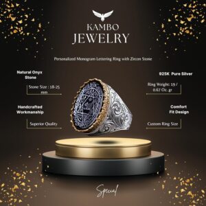 925 Ayar Gümüş Erkek Yüzük Siyah Oniks Taşı ve Süleyman Mührü Tasarımı - Görsel 2