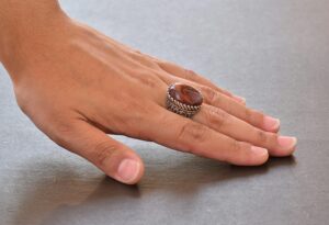 925 Ayar Gümüş Yüzük - Gerçek Doğal Taş Yüzük - (Kan Taşı) - Görsel 6