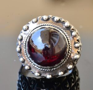 Doğal Granat Taşlı Gümüş Erkek Yüzük - Görsel 5