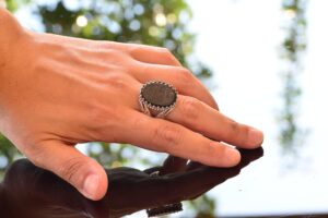 925 Ayar Gümüş İslami Zülfikar Kılıcı Yüzüğü, Doğal Oniks Taşı, Süleyman Mührü Yüzüğü, Davut Yıldızı Yüzüğü - Görsel 6