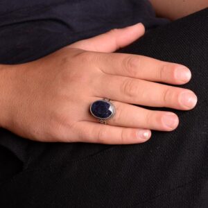 Gerçek Doğal Mavi Safir Taşlı Yüzük, 925 Ayar Gümüş Yüzük - Görsel 3