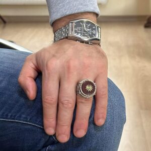 Sembolik Gümüş Yüzük, Ağaç Gümüş Yüzük, 925 Ayar Sert Gümüş Yüzük Erkekler İçin - Görsel 3