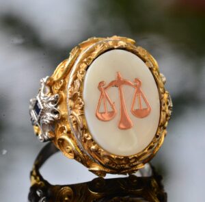 Erkek Sterling Gümüş Yüzük - İnci Taşı - Yüzük (Terazi) - Görsel 3