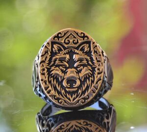 Kurt Yüzüğü, Gotik Yüzük, 925 Ayar Gümüş Yüzük, Damga Yüzük, Hayvan Yüzüğü, Erkek Gümüş Yüzük - Görsel 2