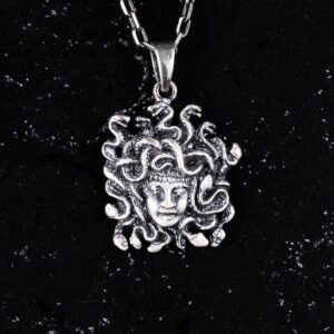 925 Ayar Gümüş Medusa Kolye, Mitolojik Gorgon Kolye, El Yapımı Gümüş Takı - Görsel 2