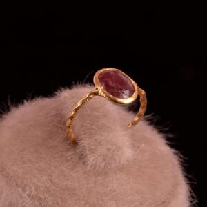 925 Ayar Gümüş Minimalist Altın Kaplama Yüzük - Gerçek Yakut Taşlı Kadın Yüzüğü - Onun İçin Şık Takı - Görsel 4