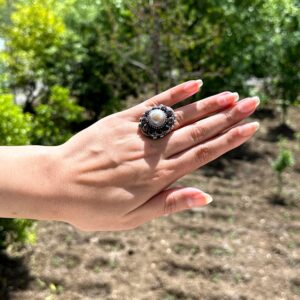 Gerçek Doğal Yemen Akik ve Granat Taşlı Yüzük - Sultan Yüzüğü - 925 Ayar Gümüş Yüzük - Görsel 3