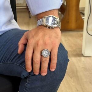 Süleyman Mührü 925 Ayar Gümüş Yüzük - Yunan Anahtarı Tasarımı Erkek Yüzüğü - El Yapımı Yüzük - Görsel 3