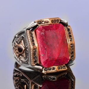 Gerçek Yakut Taşlı Yüzük - Erkekler İçin Gümüş Doğum Taşı Yüzüğü - Görsel 4