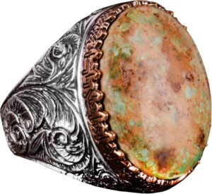 925 Ayar Gümüş Yüzük, Doğal Arizona Turkuaz Taşlı Yüzük - Görsel 1