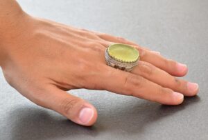 Doğal Ham Kehribar Taşlı Osmanlı Gümüş Yüzük - Gerçek 925 Erkek Yüzüğü - Görsel 6