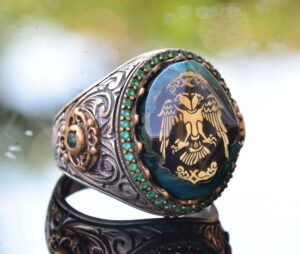 İki Başlı Kartal Yüzüğü, El Yapımı Kral Yüzüğü, 925 Ayar Katı Gümüş Hayvan Yüzüğü Erkekler İçin - Görsel 3