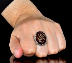 İslami Yüzük | Erkek Gümüş Yüzük | Doğal Akik Taşı ile Şık Dini Yüzük - Görsel 7