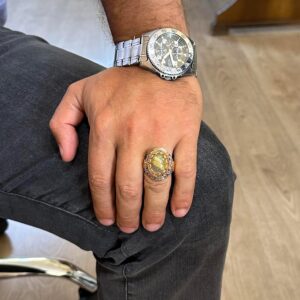 Gerçek Doğal Taş Yüzük - Sultan Yüzüğü - 925 Ayar Gümüş Yüzük (Altın Rutilli Kuvars) - Görsel 3