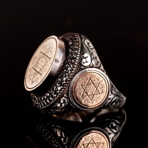 925 Ayar Gümüş Erkek Yüzük, Davut Yıldızı, Süleyman Yüzüğü, Yahudi Yüzüğü - Görsel 6