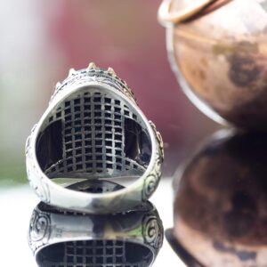 El Yapımı Gümüş Erkek Yüzük, Gerçek Doğal Taş Yüzük (Zümrüt) - Görsel 5