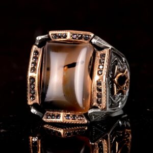 Gerçek Doğal Yemen Akik Taşı Yüzük - 925 Ayar Gümüş Yüzük - Görsel 4