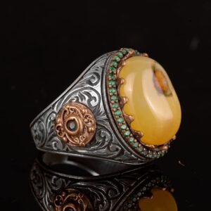 Gerçek Doğal Akik Taşlı Erkek Yüzüğü, Sultan Yüzüğü, 925 Ayar Gümüş Yüzük - Görsel 5